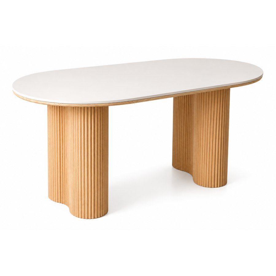 Mesa oval com base ripada importada da China pela SIG Import
